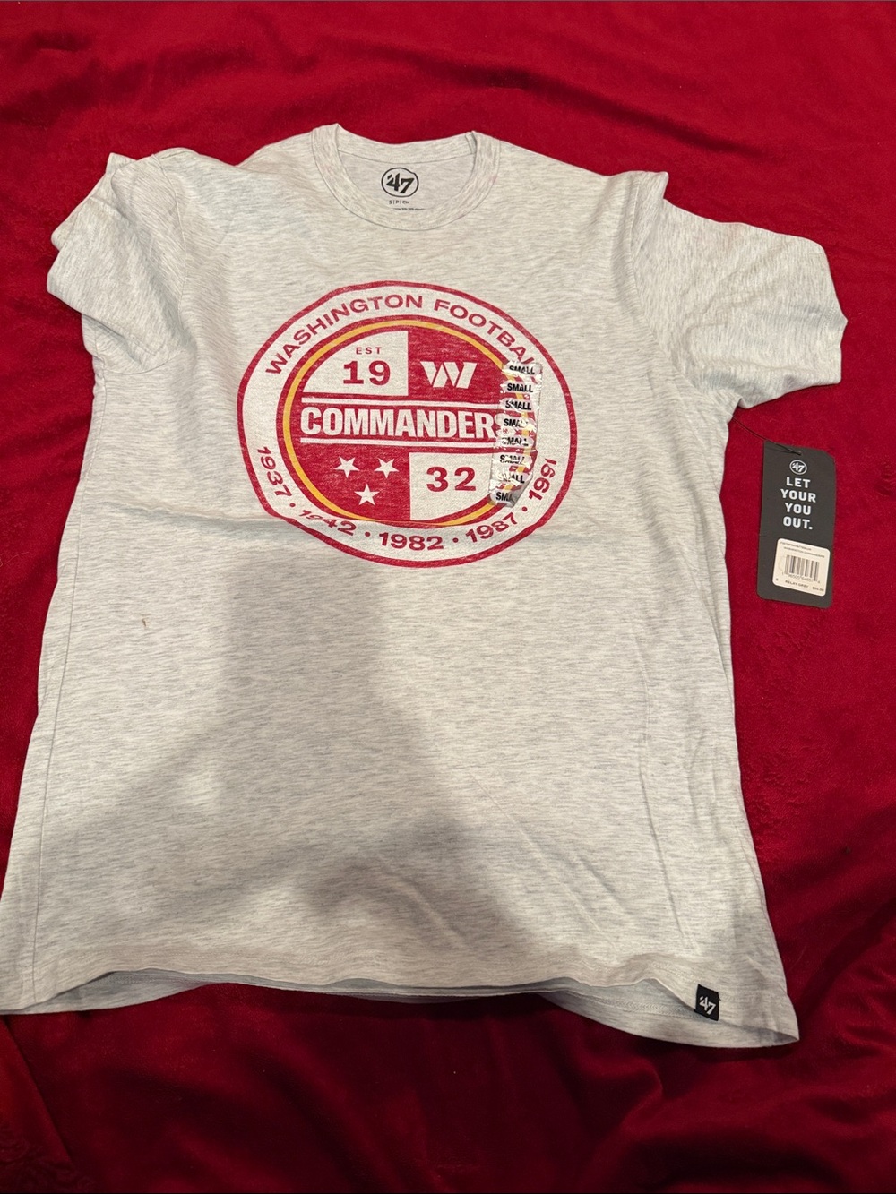 47 Gray Tee with Red Washington Commanders Seal